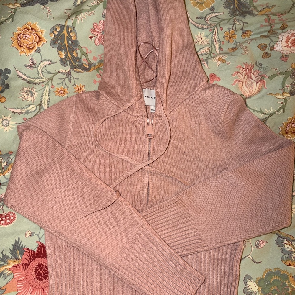 Pink Rose Mauve Hooded Sweater